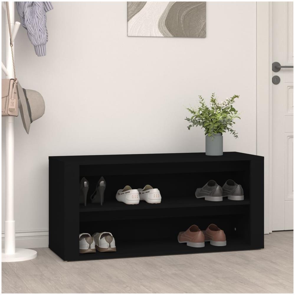 Scarpiera Nera 100x35x45 Cm In Legno Multistrato - Foto 1