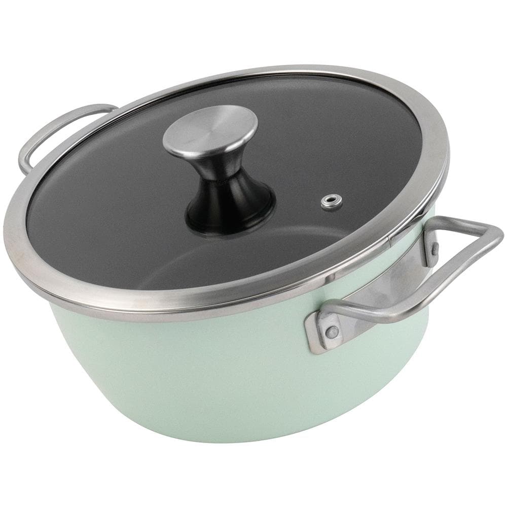 Nordic Set Di Pentole Induzione 9-piece Antiaderente Casseruoli, Padelle Design Vintage Verde - Foto 8