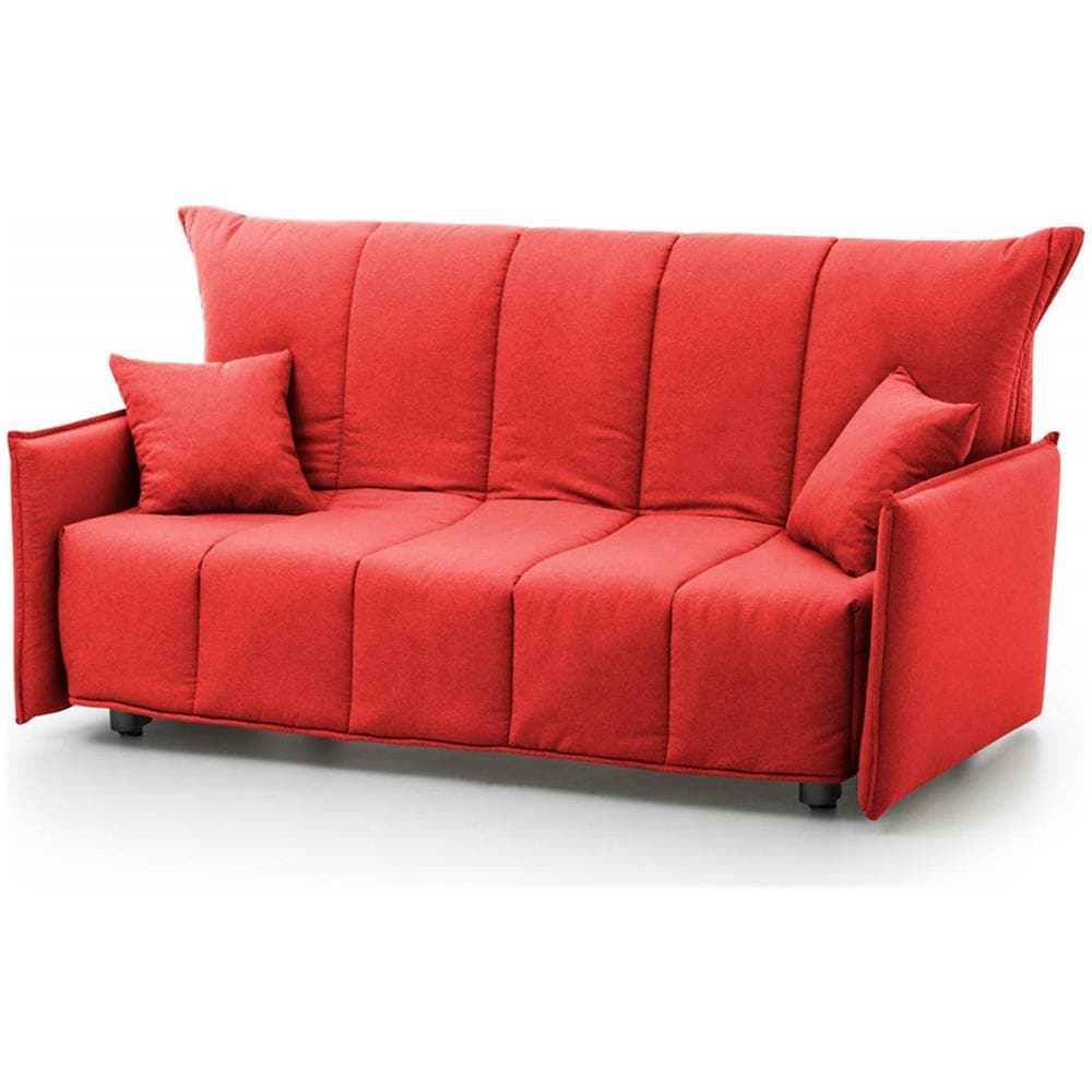 Divano Letto Allyson, Divano A 3 Posti, 100% Made In Italy, Sofà Soggiorno Con Apertura A Carrello, In Tessuto Imbottito, Con Braccioli Standard, Cm 190x90h85, Rosso - Foto 2