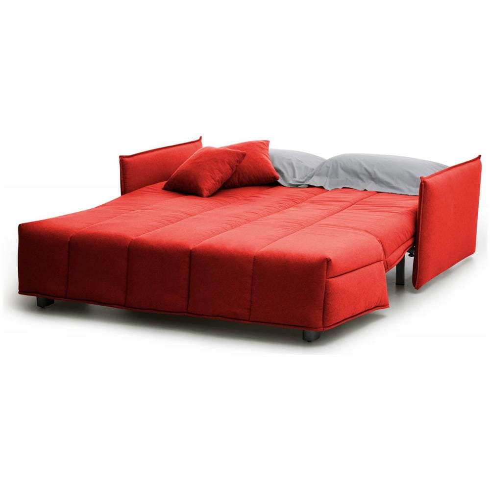 Divano Letto Allyson, Divano A 3 Posti, 100% Made In Italy, Sofà Soggiorno Con Apertura A Carrello, In Tessuto Imbottito, Con Braccioli Standard, Cm 190x90h85, Rosso - Foto 4