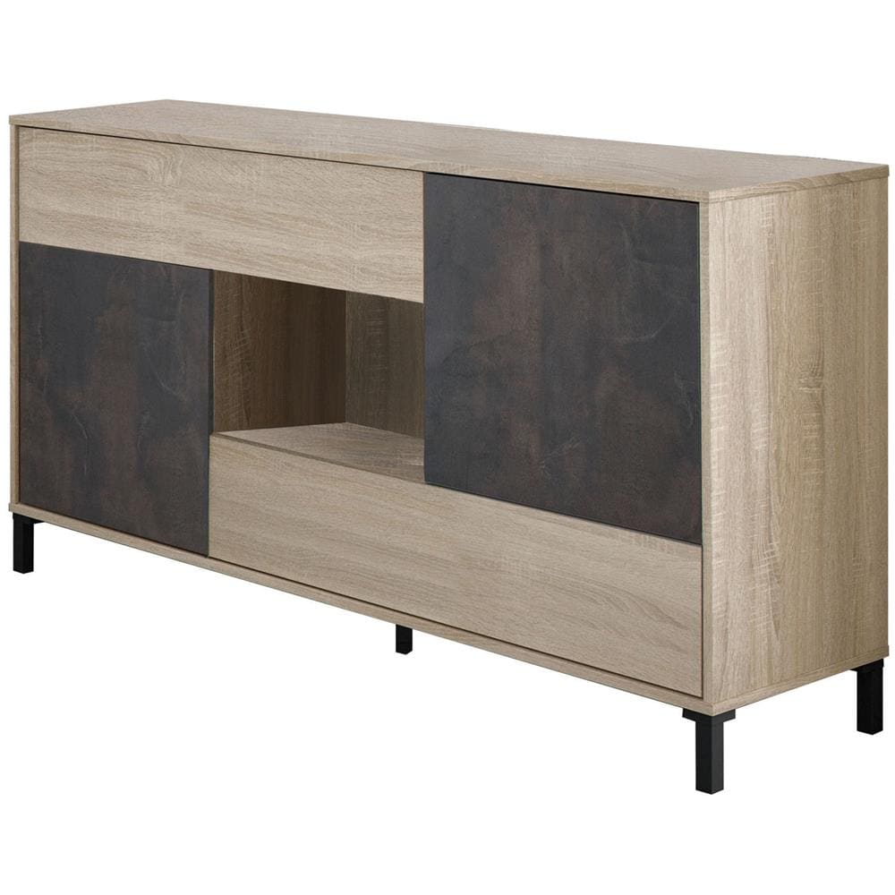 Credenza Abib, Buffet Da Soggiorno, Mobile Porta Tv, Madia Con Piedini Per Salotto, Armadio Moderno A 2 Ante, 151x41h80 Cm, Rovere E Ossido - Foto 2