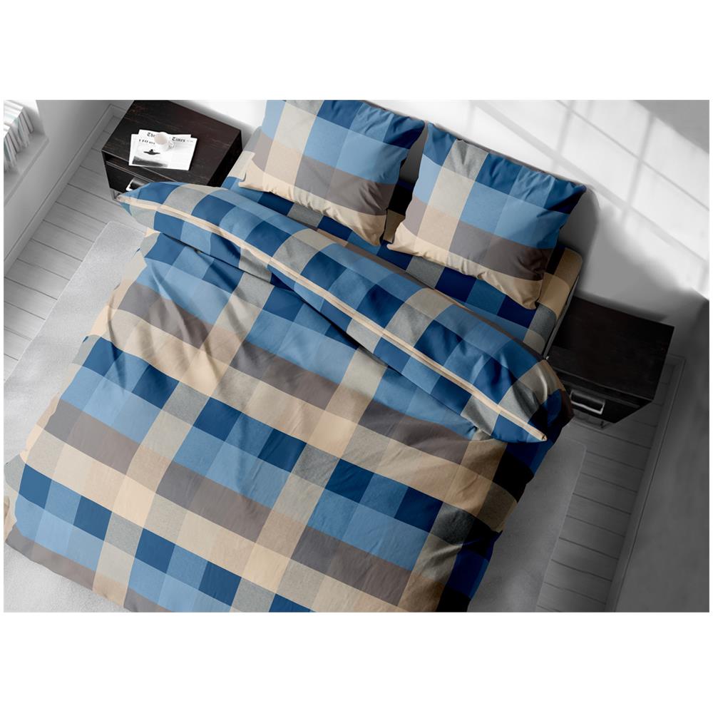 Sacco Copripiumino In 100% Cotone Made Italy Disegno Scotland Singolo Azzurro - Foto 1