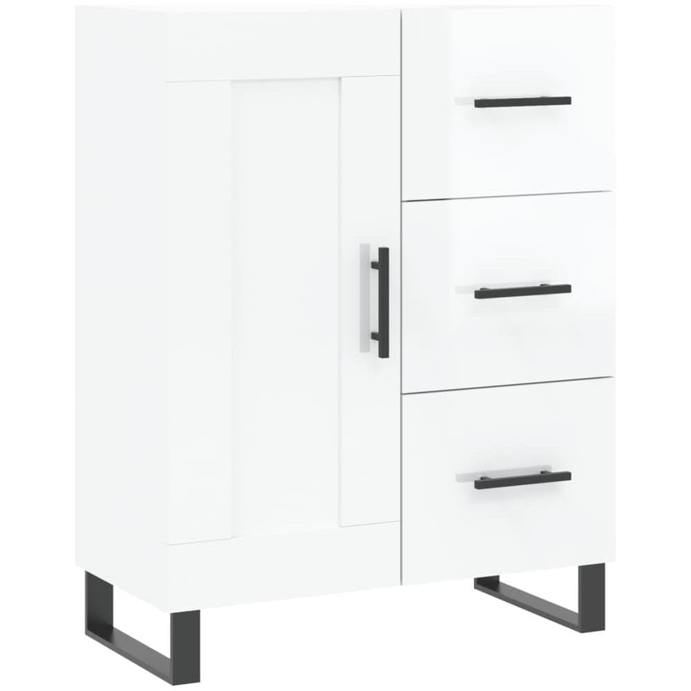 Credenza 69,5x34x90 Cm In Legno Multistrato Bianco Lucido - Foto 2