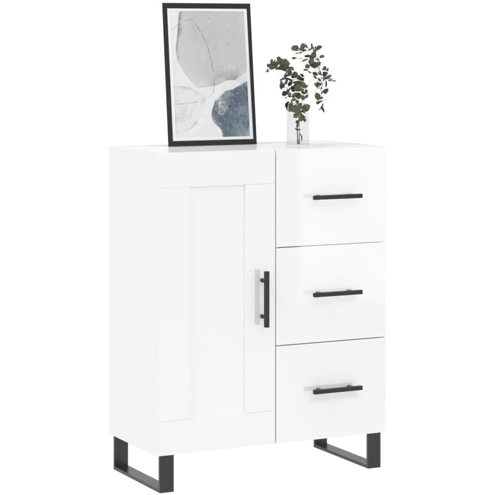 Credenza 69,5x34x90 Cm In Legno Multistrato Bianco Lucido - Foto 3