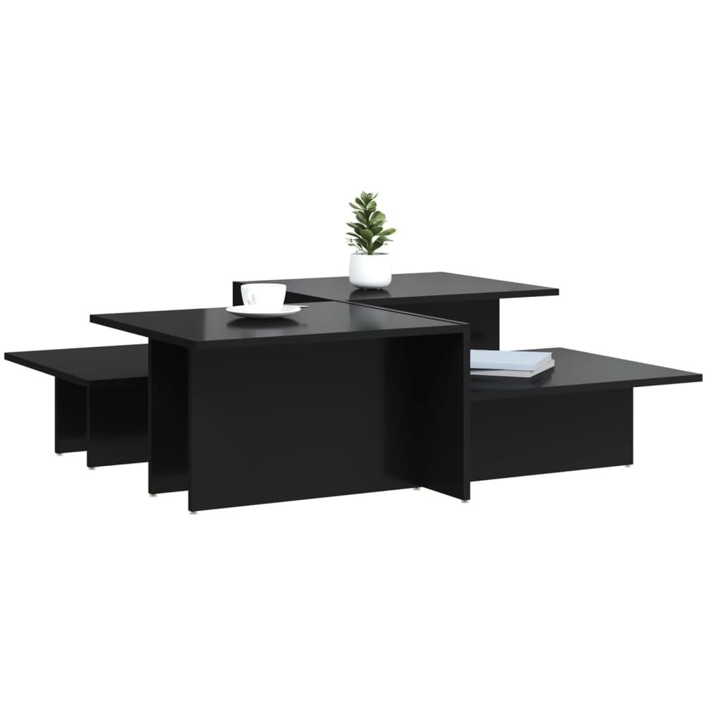 Tavolini Da Salotto 2 Pz Nero Lucido In Legno Multistrato - Foto 3