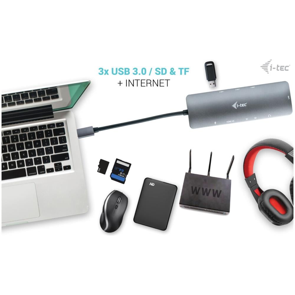 USB-C Metal Nano Docking Station 4K HDMI LAN with Power Delivery 100W + Universal Charger 100W - Foto 10