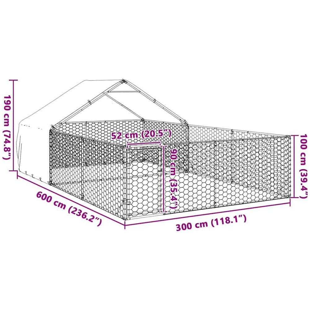 Cuccia per Cani da Esterno con Recinto 6x3x1,9m Acciaio Zincato - Foto 8
