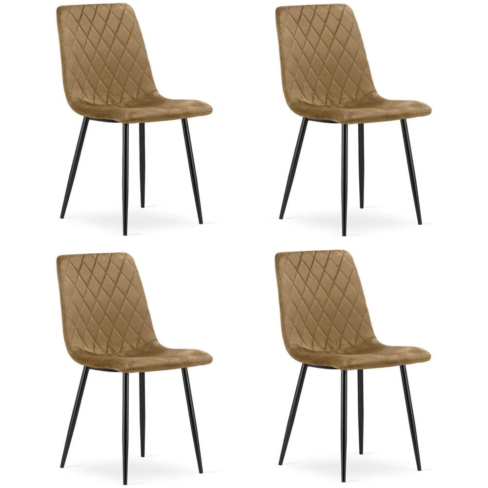 Sedia TURIN - Rivestita in velluto marrone con gambe nere x 4 - Foto 1