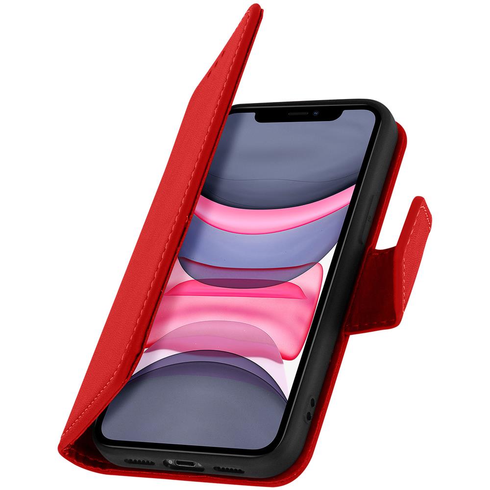 Custodia Iphone 11 Porta Carte In Pelle Funzione Stand Premium Rosso - Foto 5