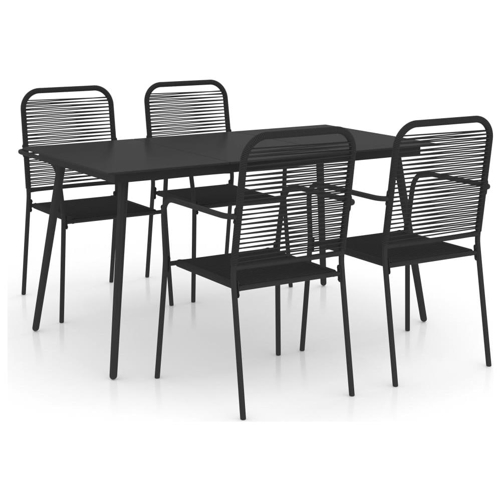Set Da Pranzo Da Esterni 5 Pz In Corda Di Cotone E Acciaio Nero - Foto 1