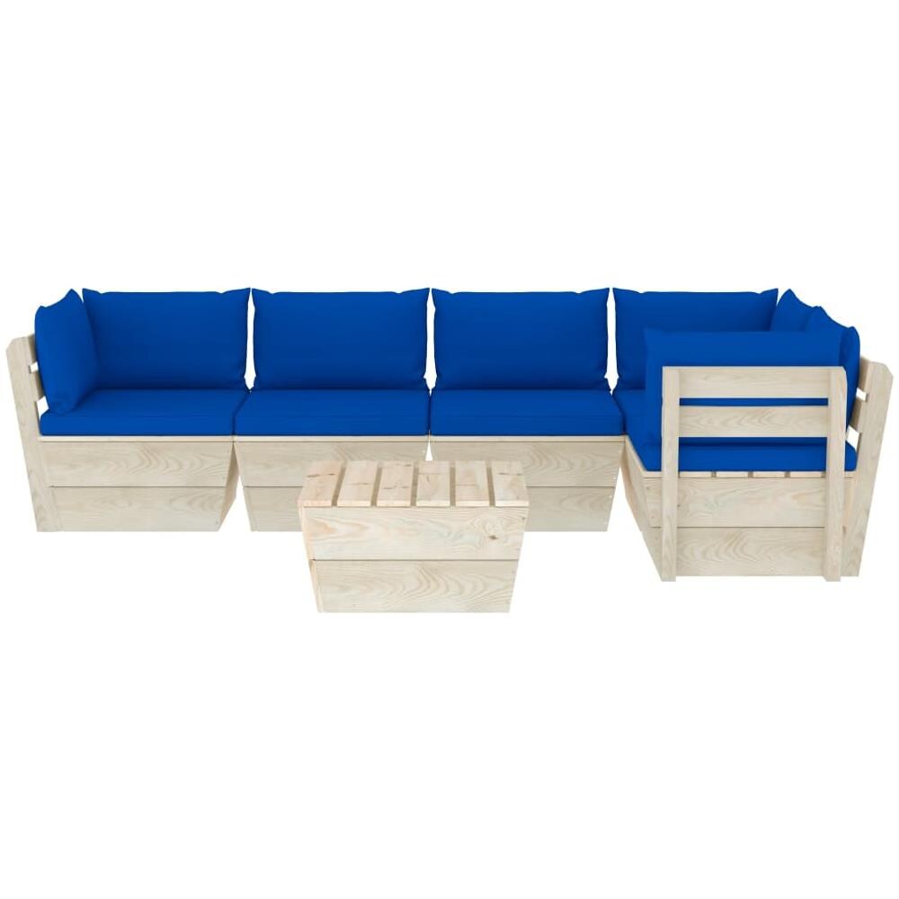 Set Divani da Giardino su Pallet 6 pz con Cuscini Legno Abete - Foto 2