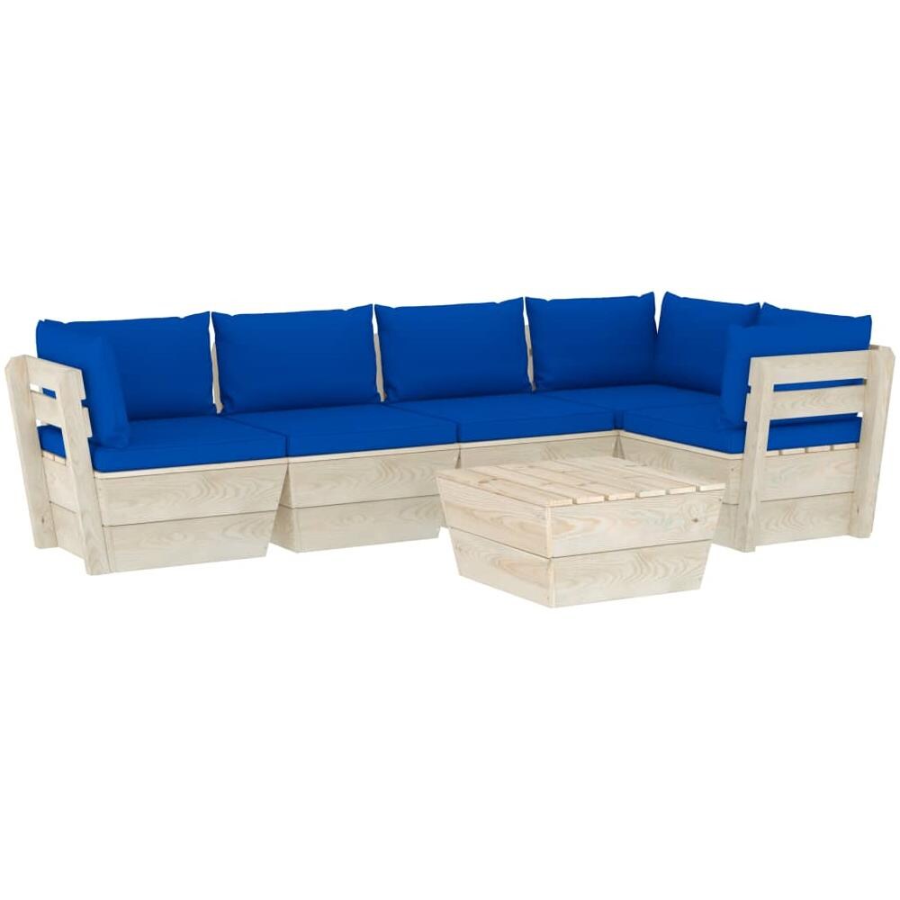 Set Divani da Giardino su Pallet 6 pz con Cuscini Legno Abete - Foto 1