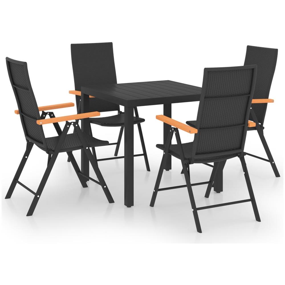Set Da Pranzo Da Giardino 5 Pz Nero E Marrone - Foto 1