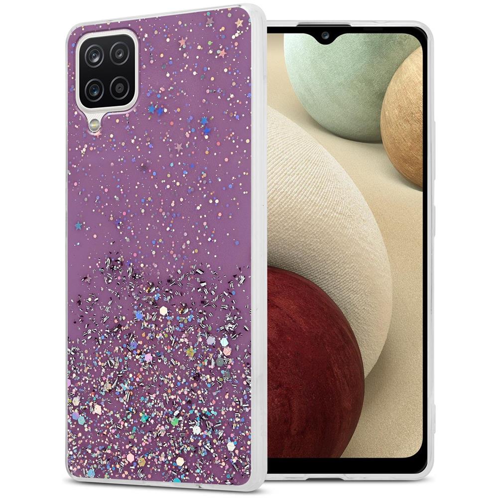 Custodia Compatibile Con Samsung Galaxy A12 / M12 In Viola Con Glitter - Coperchio Protettivo In Silicone Tpu Flessibile Con Glitter Scintillanti - Foto 1