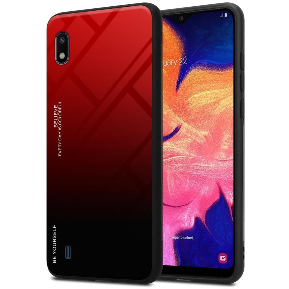 Custodia Compatibile Con Samsung Galaxy A10 / M10 In Rosso - Nero - Coperchio Protettivo Bicolore In Vetro Temperato E Silicone Tpu - Foto 1