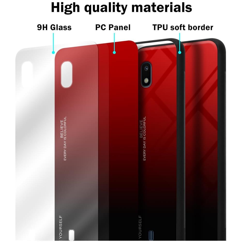 Custodia Compatibile Con Samsung Galaxy A10 / M10 In Rosso - Nero - Coperchio Protettivo Bicolore In Vetro Temperato E Silicone Tpu - Foto 7