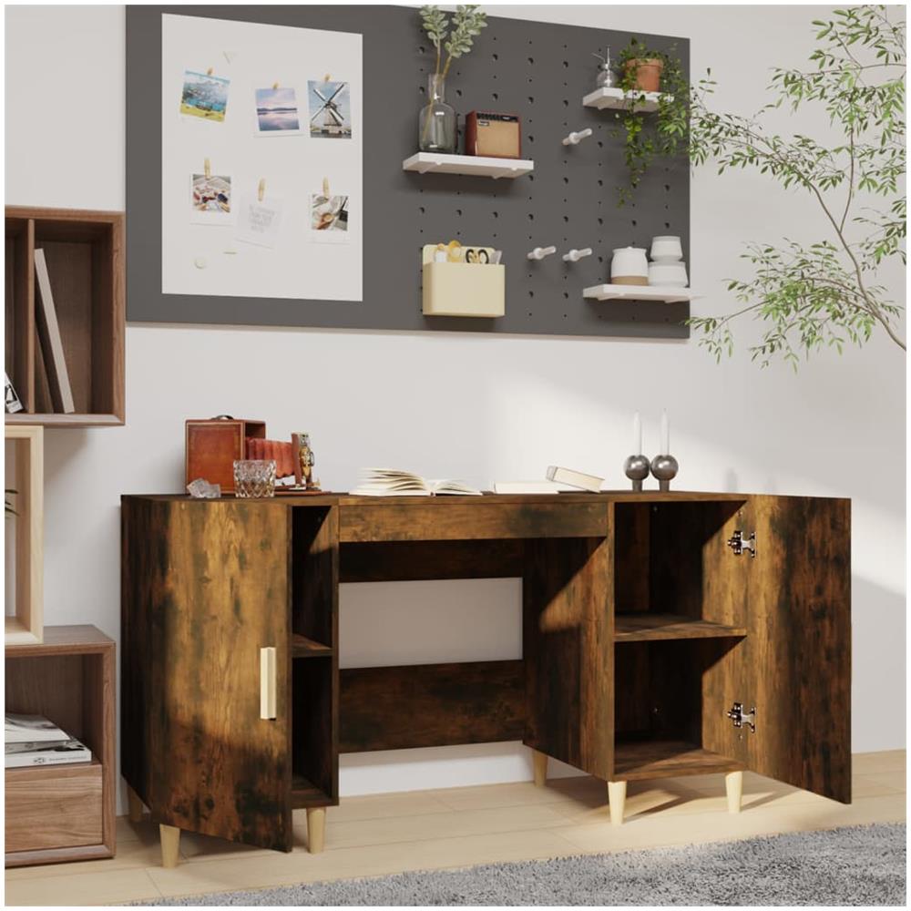 Scrivania Rovere Fumo 140x50x75 Cm In Legno Multistrato - Foto 3