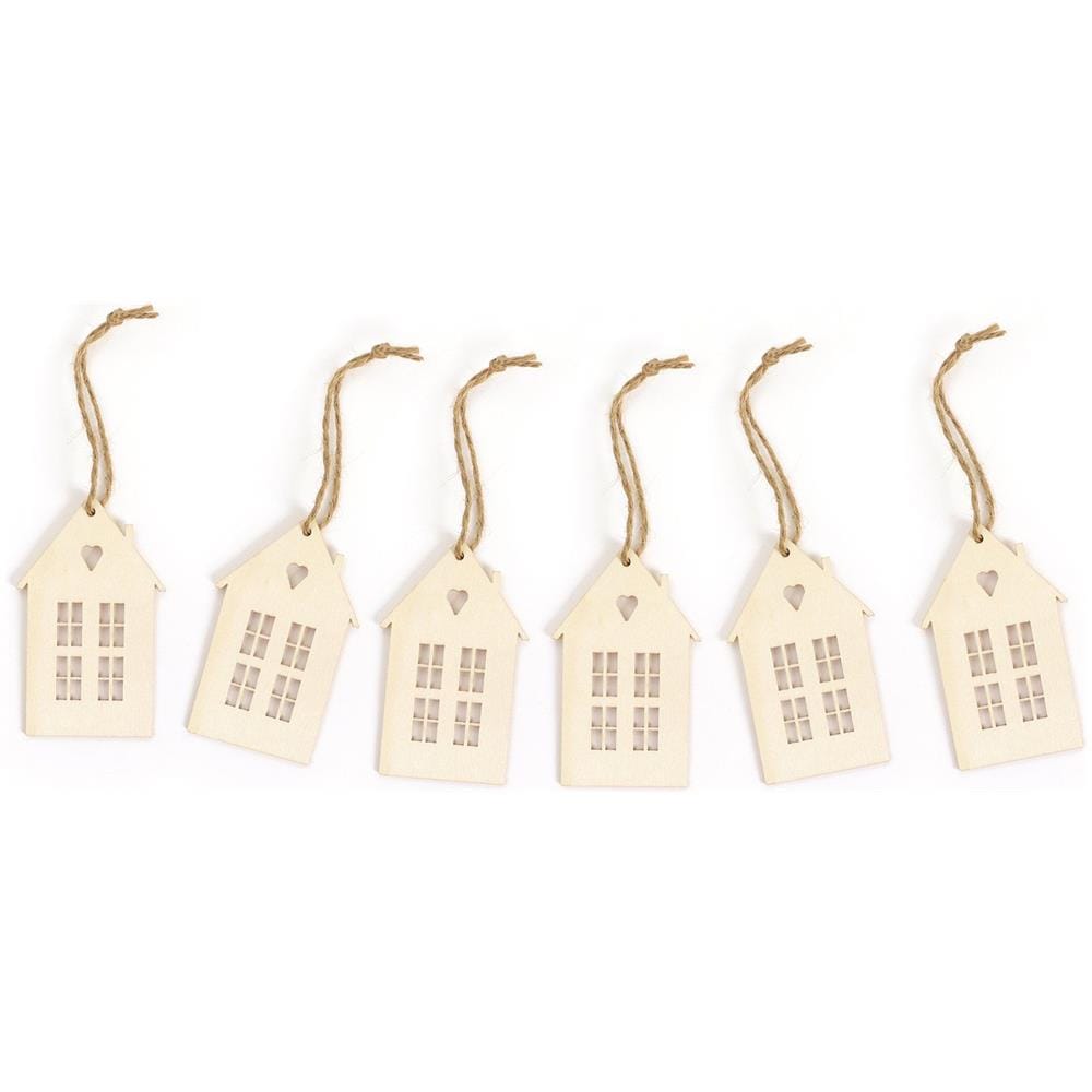 Decorazioni Natalizie In Legno - 6 Case - Foto 1