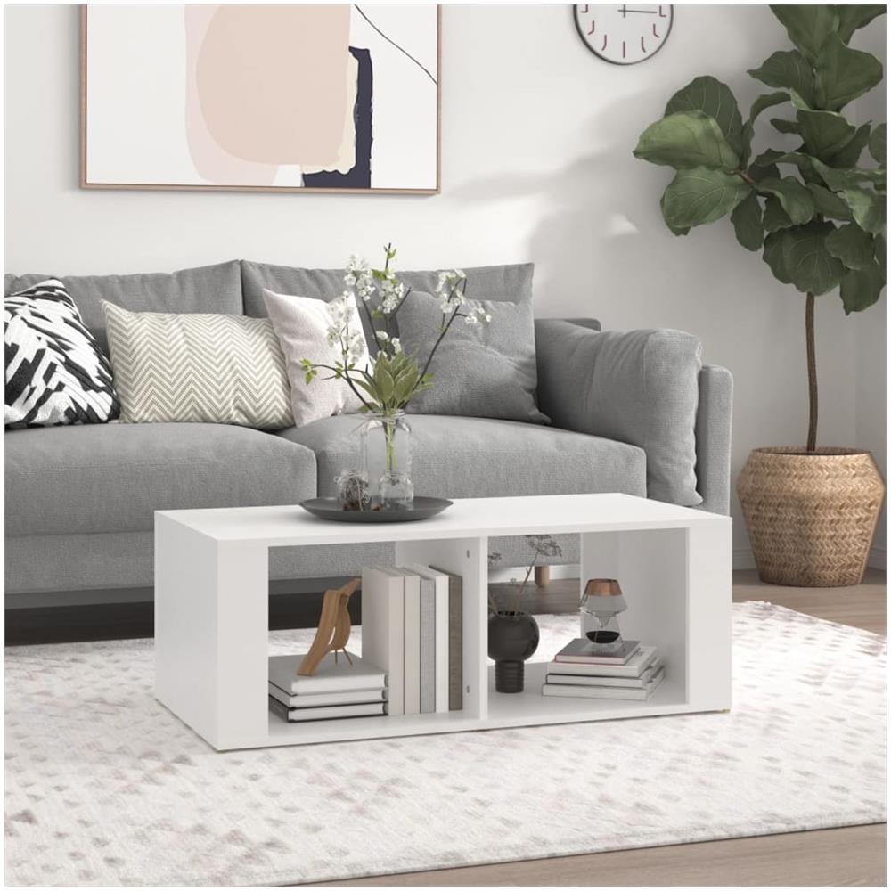 Tavolino Da Salotto Bianco 100x50x36 Cm In Legno Multistrato - Foto 1