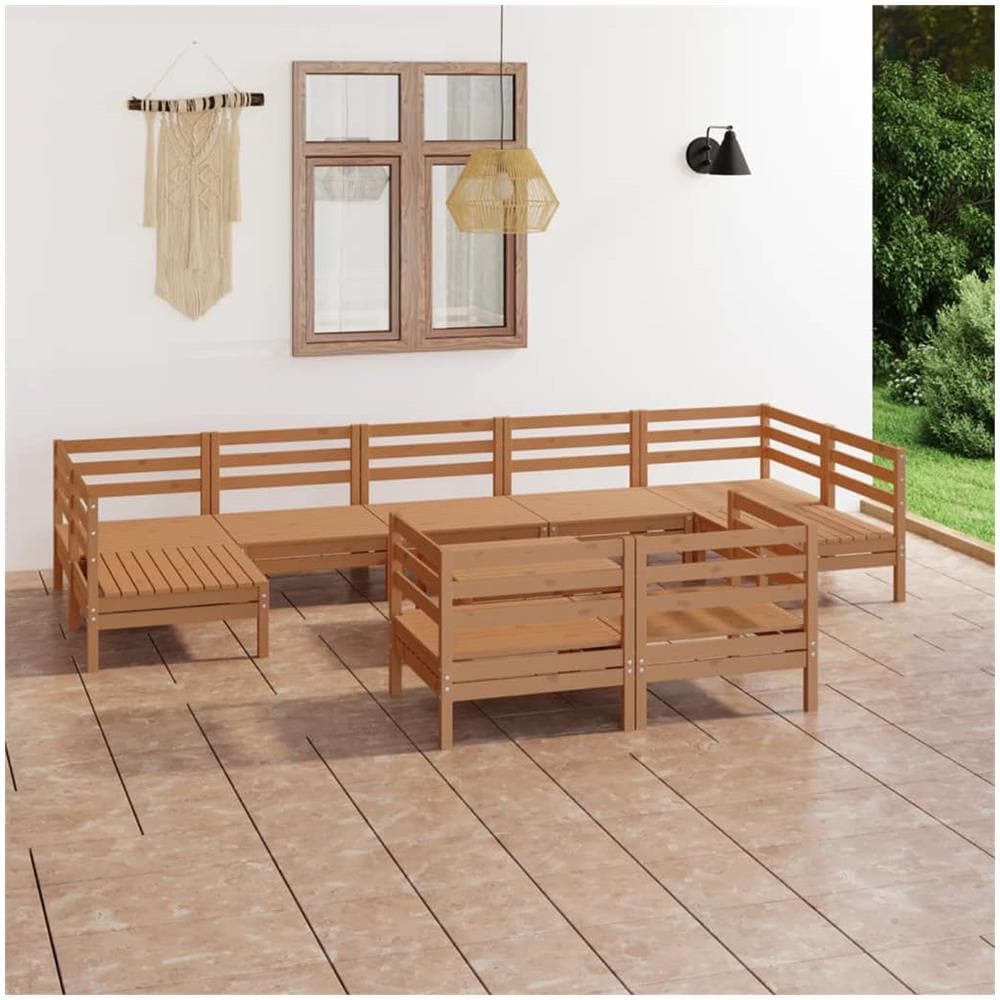 Set Divani Da Giardino 10 Pz Miele In Legno Massello Di Pino - Foto 1