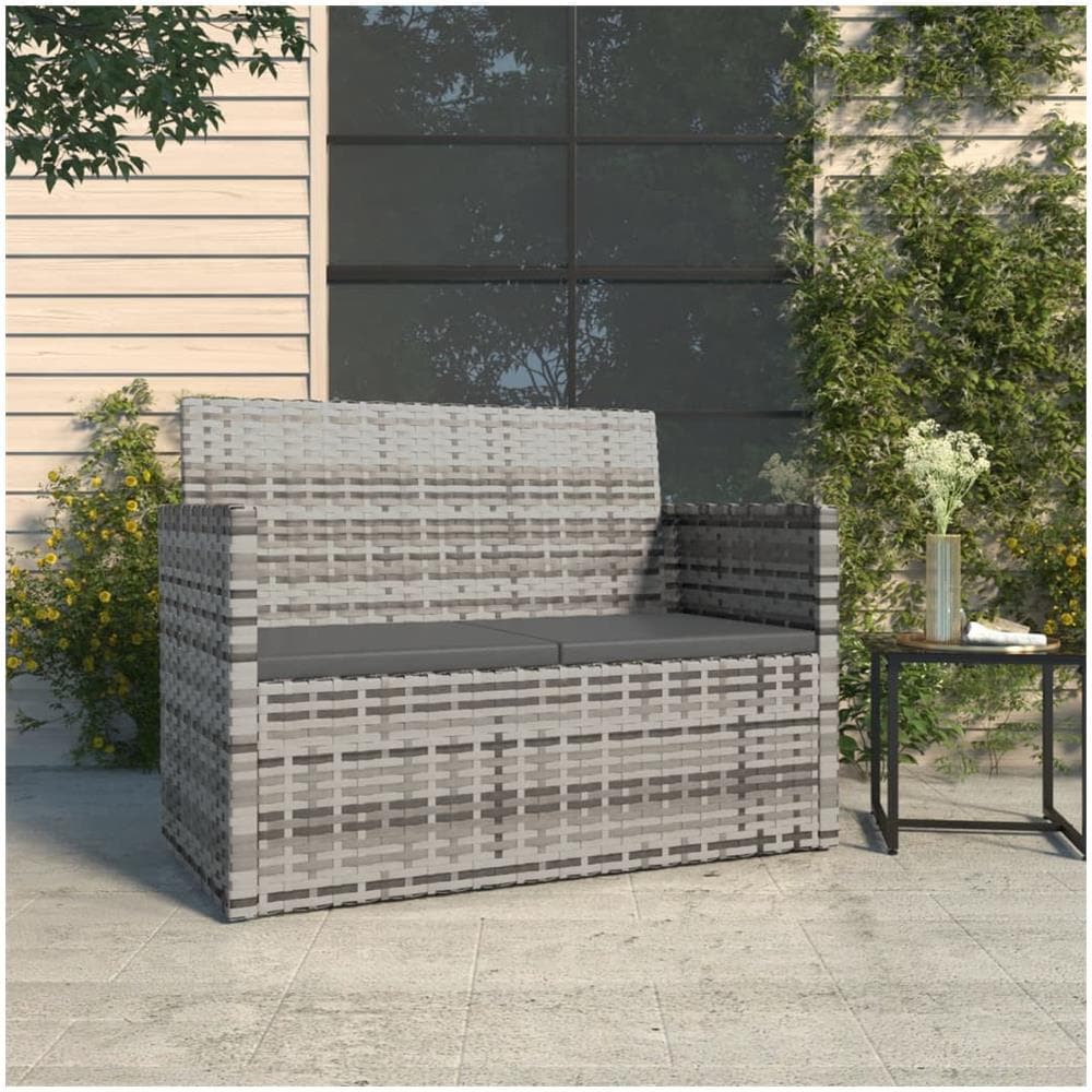 Panca da Giardino con Cuscini Grigia 105 cm in Polyrattan - Foto 1