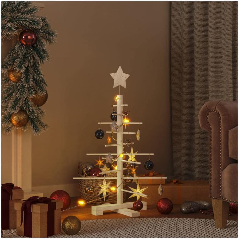 Albero Di Natale Decorativo In Legno 75 Cm Legno Massello Pino - Foto 1