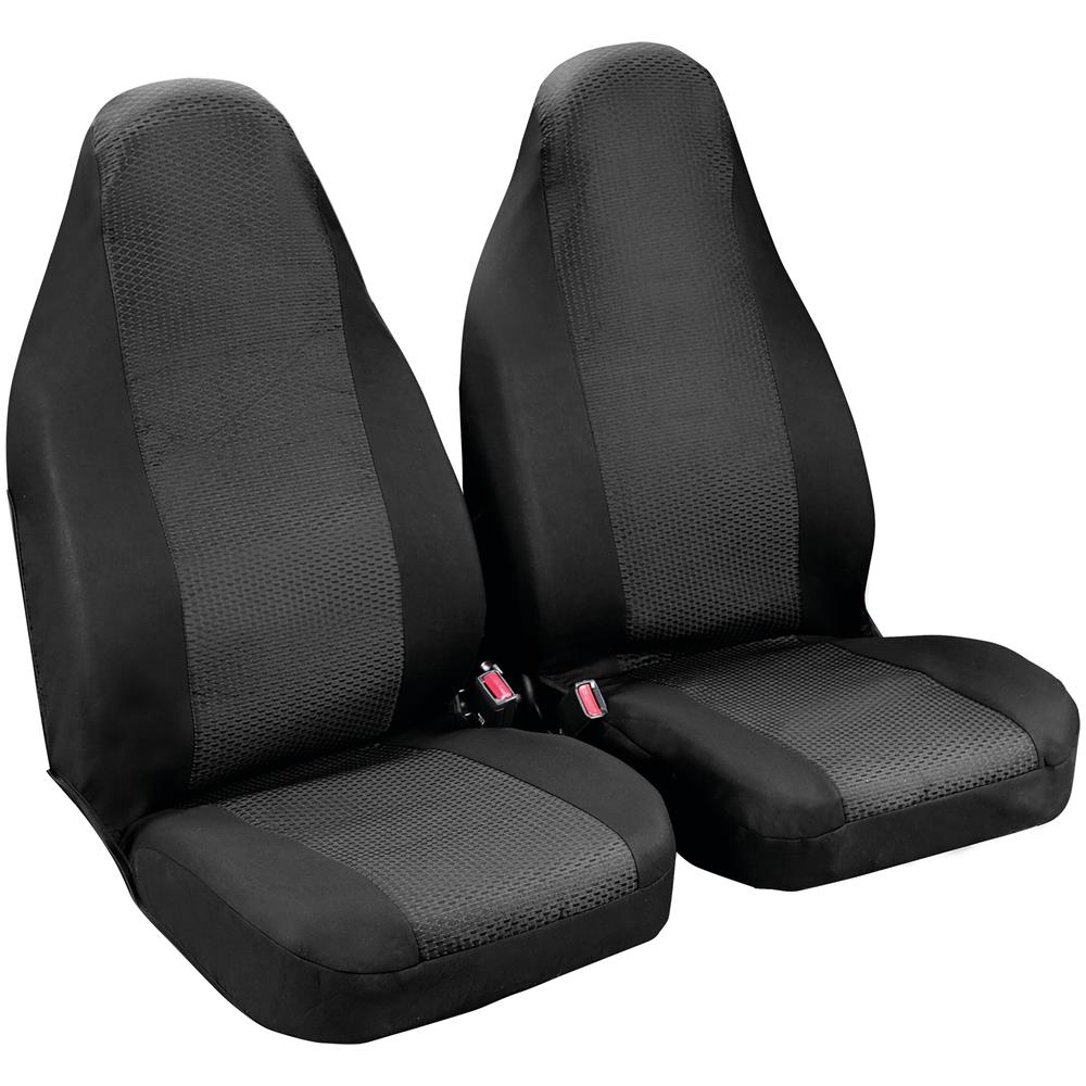 Duka High-back, Coppia Coprisedili Anteriori In Tessuto Jacquard E Poliestere Elasticizzati - Nero - Foto 1