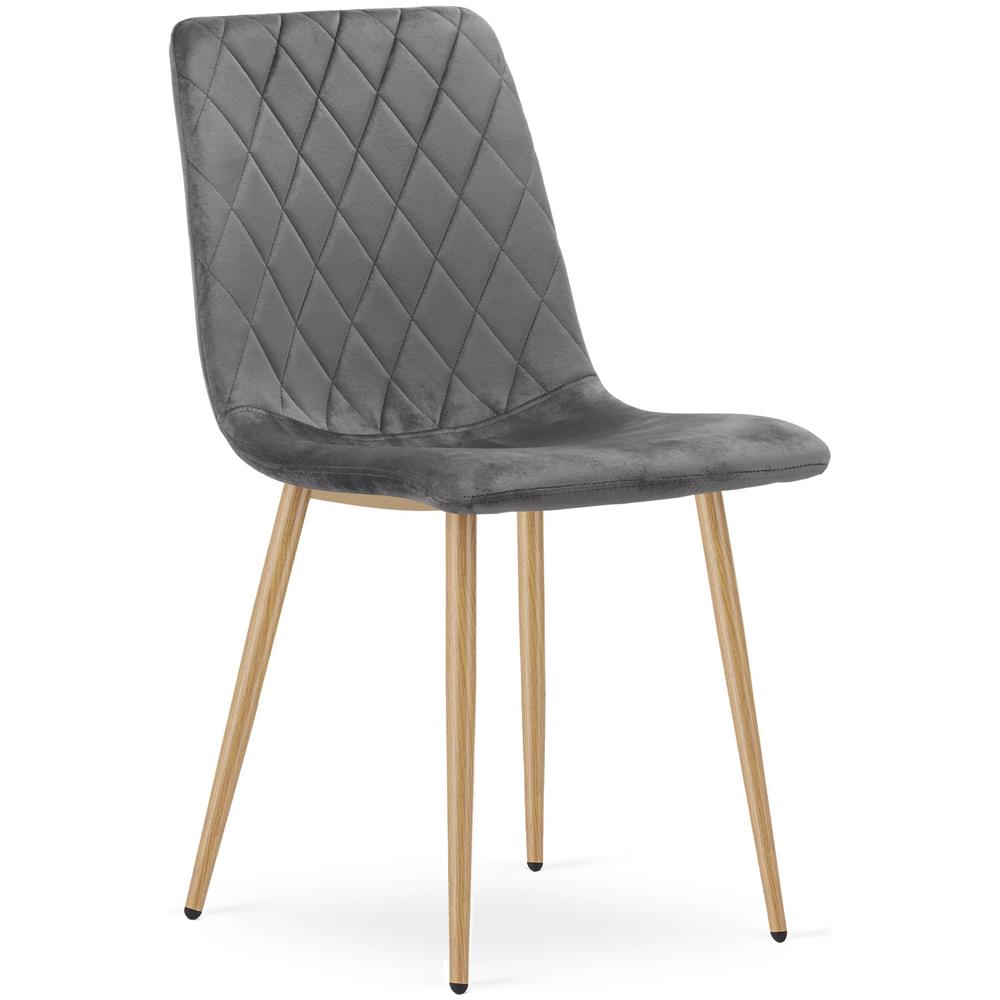 Sedia VALORA TURIN - Elegante sedia da pranzo in velluto grigio scuro x4 - Foto 2