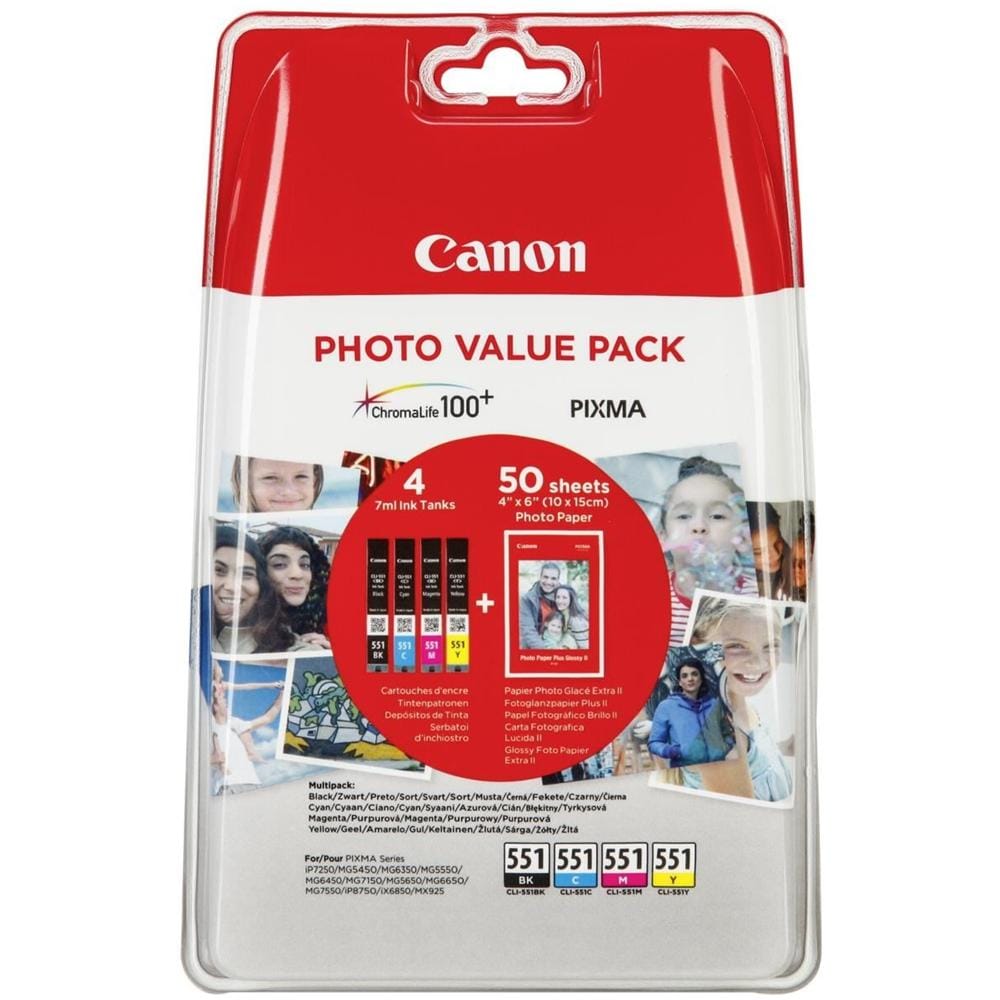 CLI-551 Photo Value Pack C / M / Y / BK PP-201 10x15 cm 50 p. - Foto 1