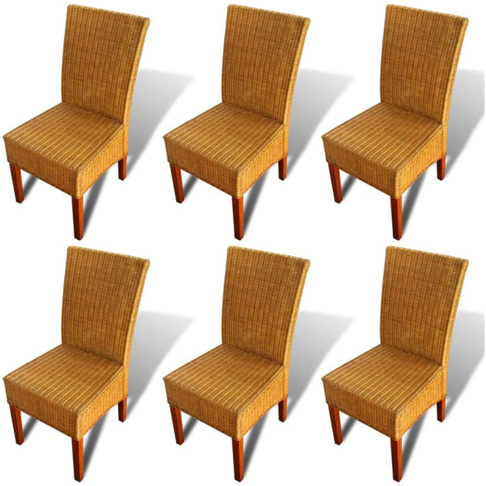 Sedie Sala Da Pranzo 6 Pz In Rattan Marrone - Foto 2