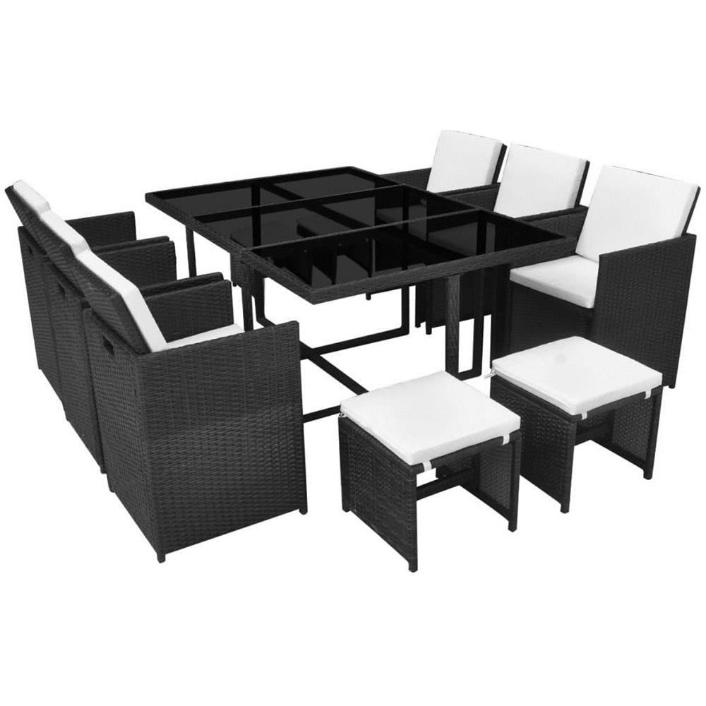 Set Da Pranzo 27 Pezzi Esterno Polyrattan Nero - Foto 2