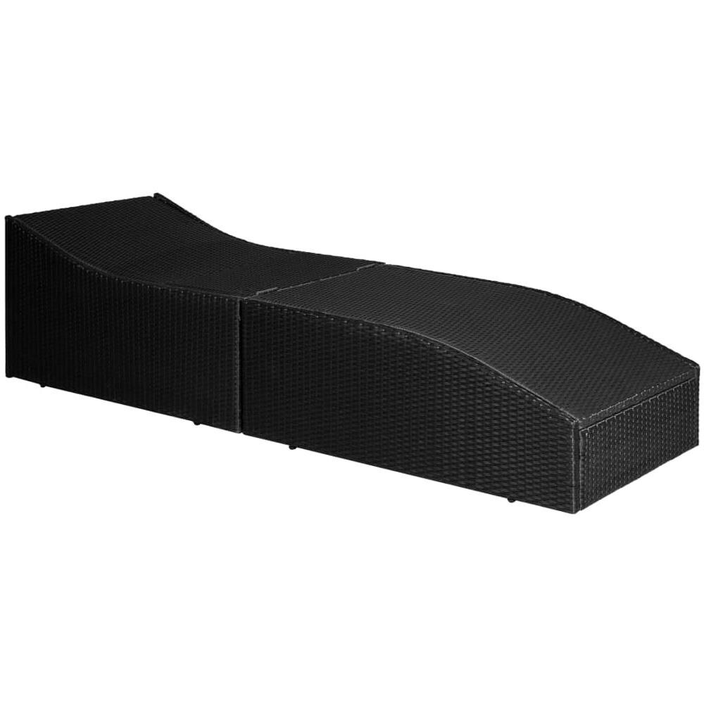 Lettino Con Cuscino In Polyrattan Nero - Foto 2