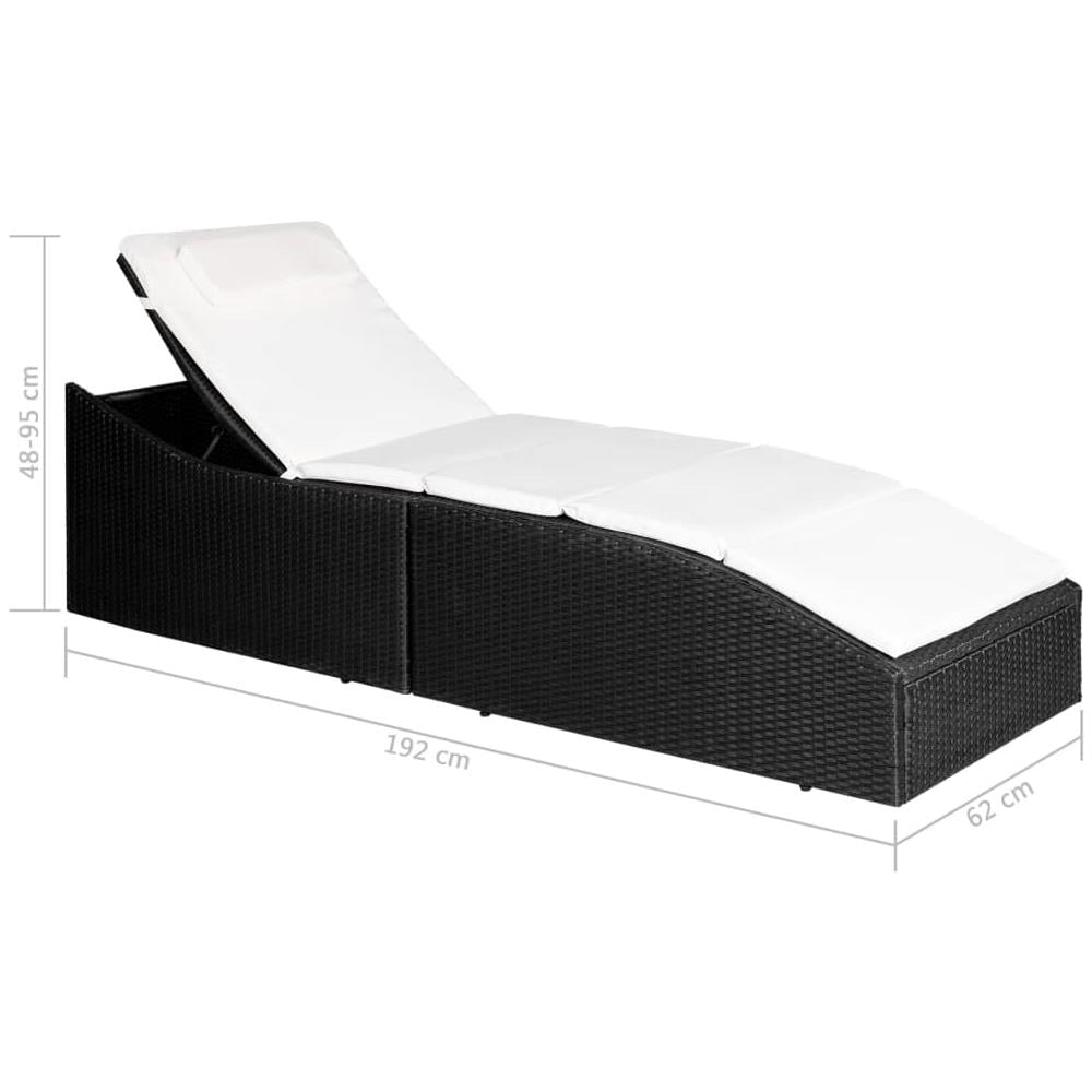 Lettino Con Cuscino In Polyrattan Nero - Foto 7