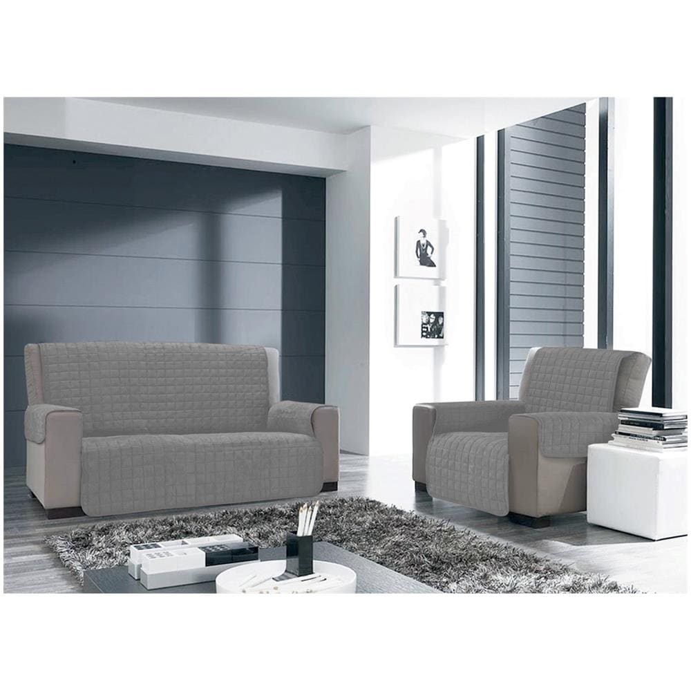 Copridivano E Copripoltrona Trapuntato Modello Willy 2 Posti Grigio Scuro - Foto 1