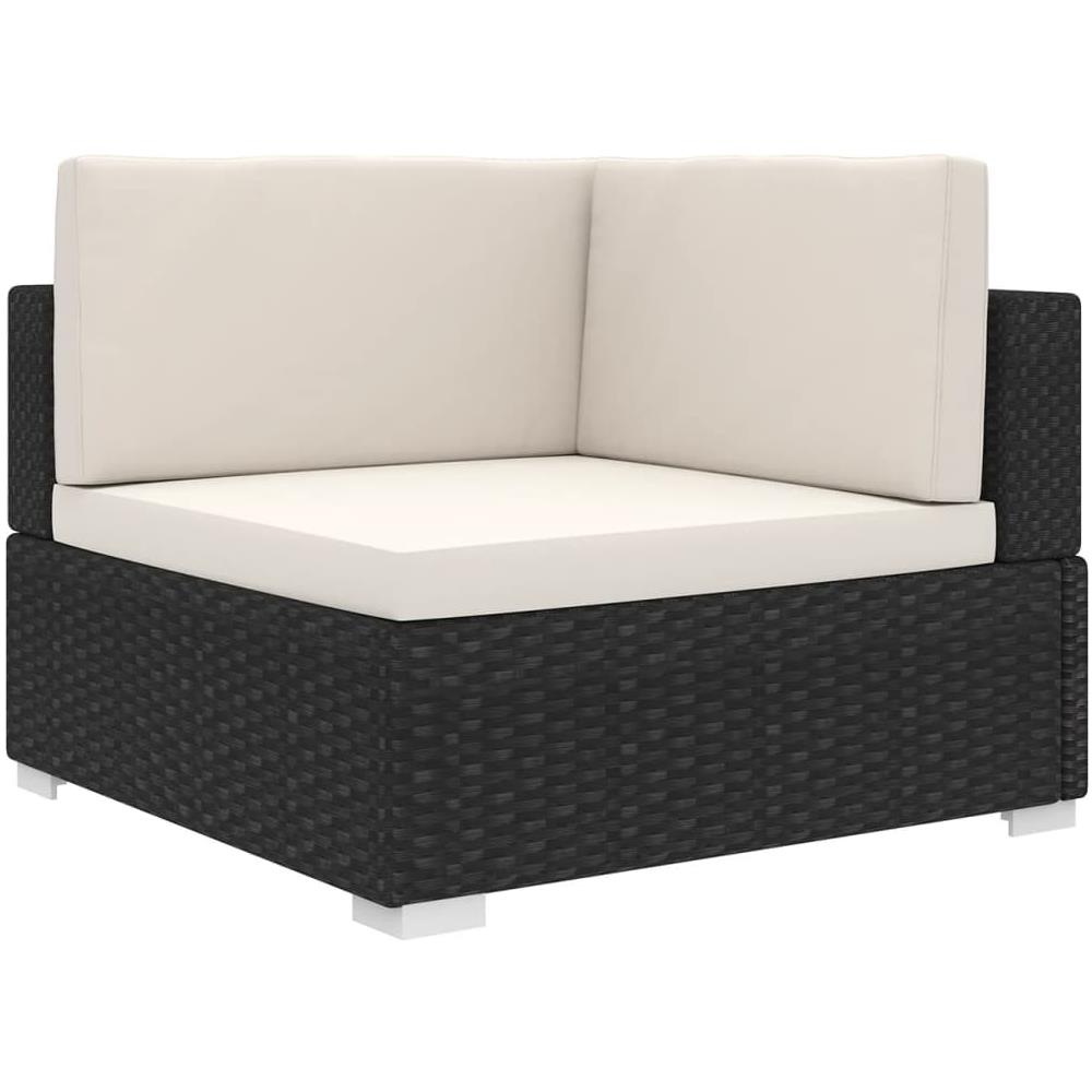 Poltrona Modulare ad Angolo 1 pz con Cuscini in Polyrattan Nero - Foto 1