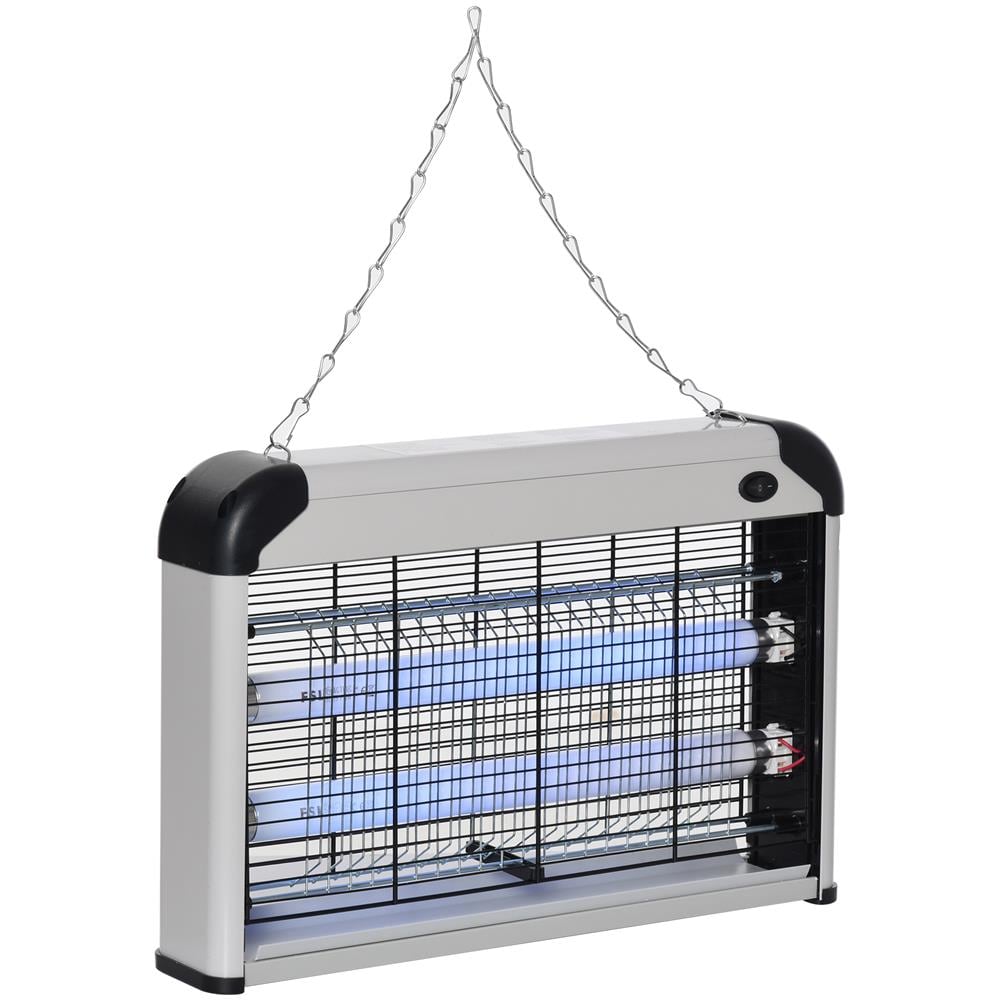 Elettroinsetticida Da Esterno E Interno Con Lampada Antizanzare Led Per 60 Mq, Zanzariera Elettrica 20w Argento - Foto 1