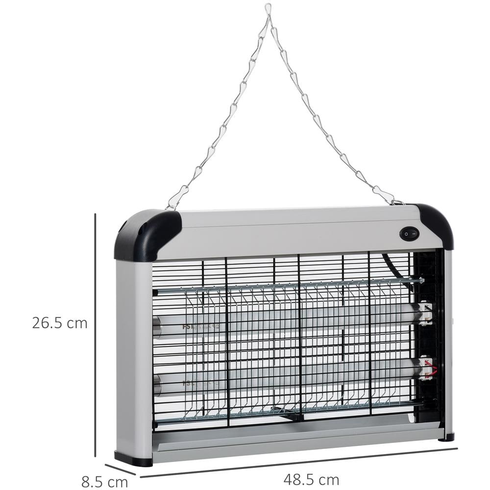 Elettroinsetticida Da Esterno E Interno Con Lampada Antizanzare Led Per 60 Mq, Zanzariera Elettrica 20w Argento - Foto 2