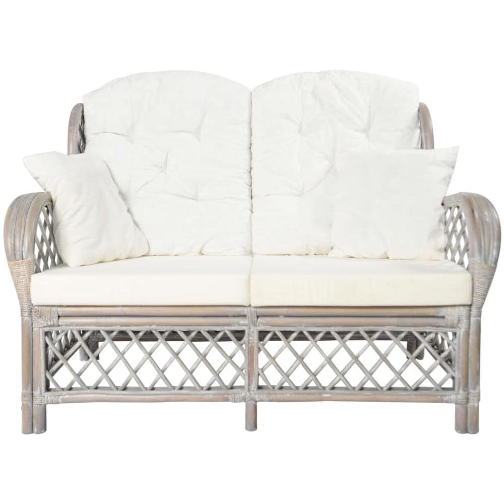 Divano a 2 Posti in Rattan Grigio 125 x 80 x 90 cm - Foto 2