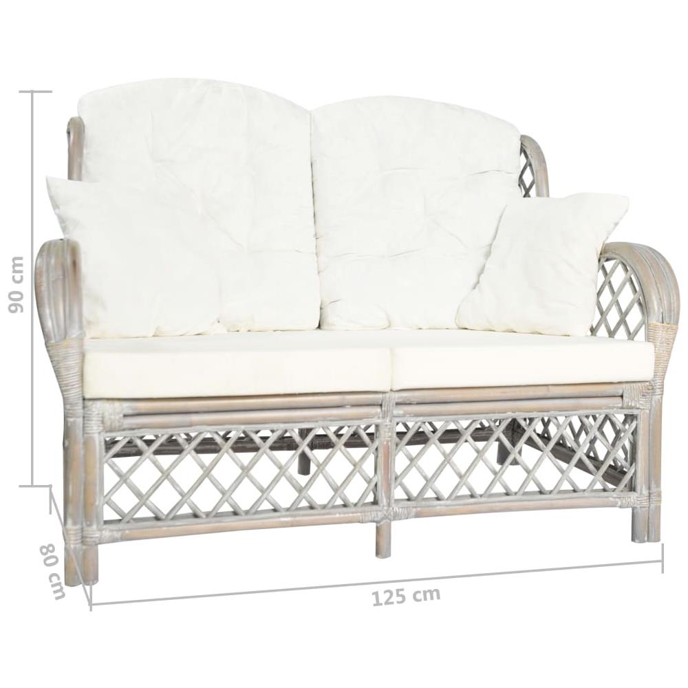 Divano a 2 Posti in Rattan Grigio 125 x 80 x 90 cm - Foto 6