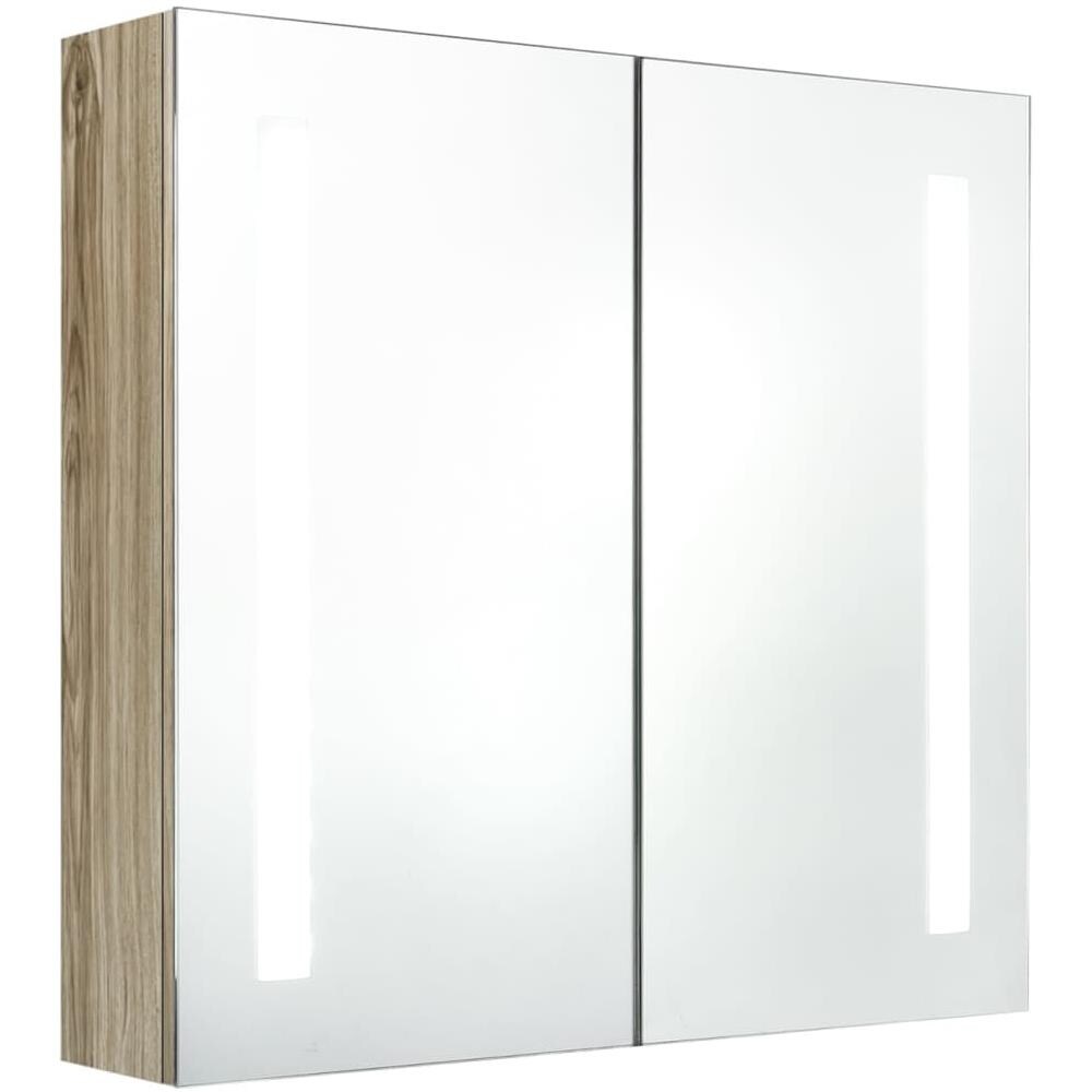 Armadietto Bagno con Specchio e LED Rovere 62x14x60 cm - Foto 2