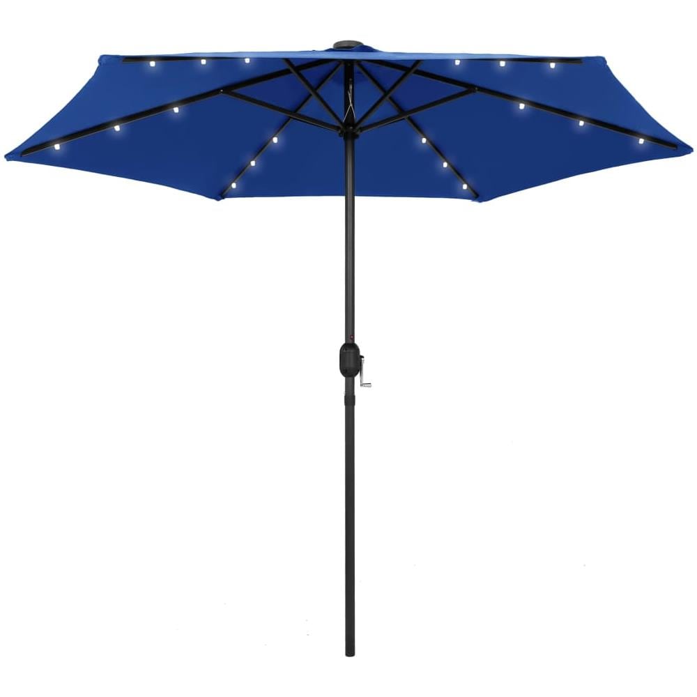 Ombrellone con Luci a LED e Palo Alluminio 270 cm Azzurro - Foto 1