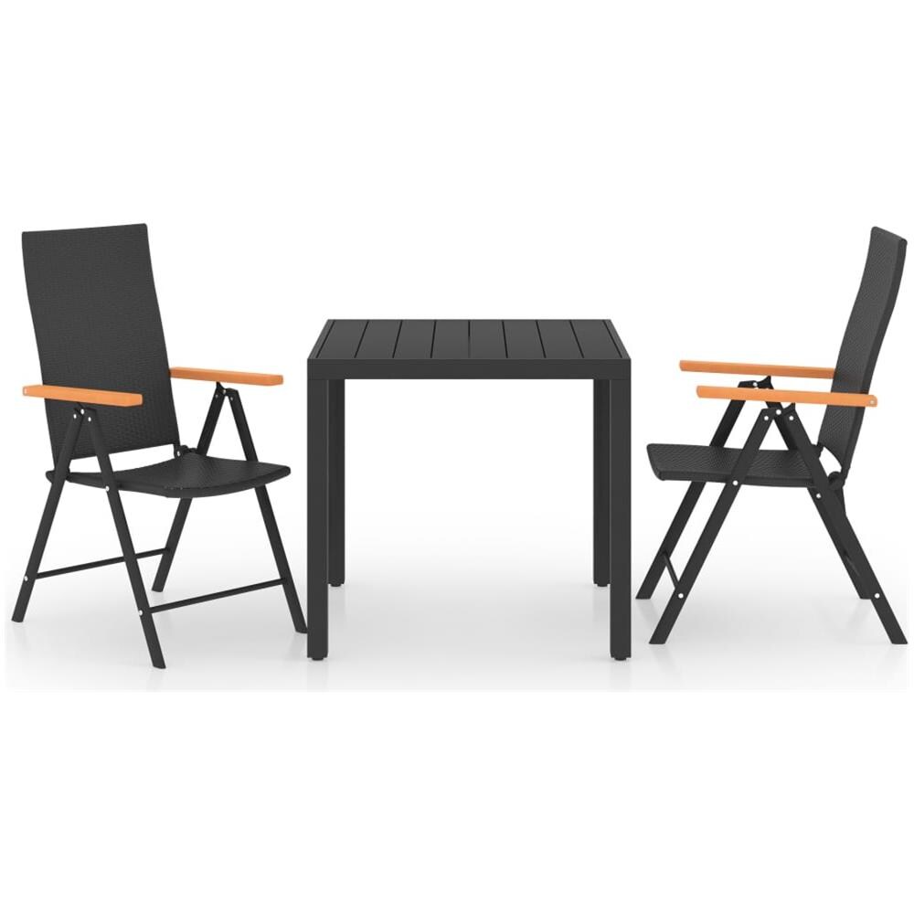 Set Da Pranzo Da Giardino 3 Pz Nero E Marrone - Foto 1