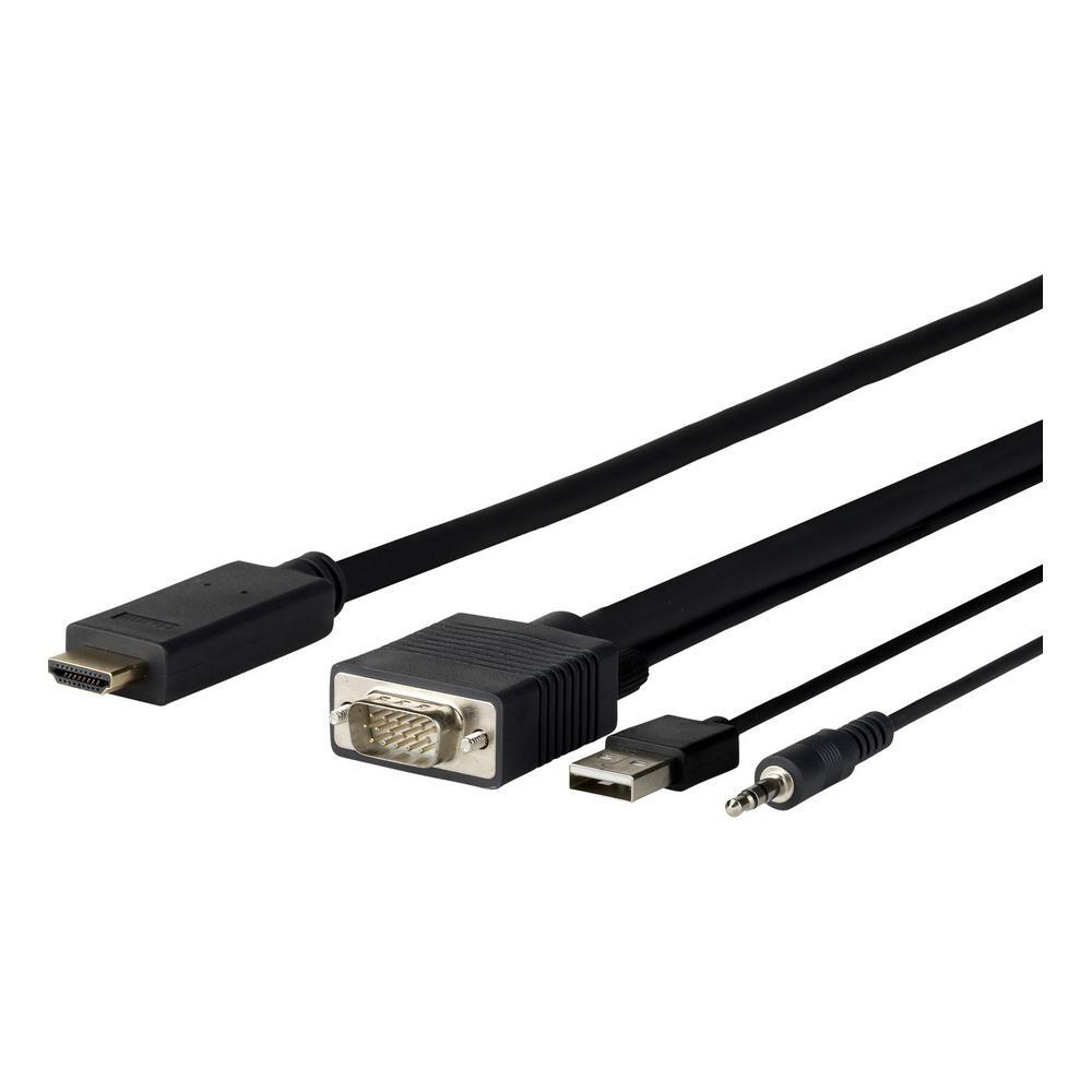 Pro VGA + Audio to HDMI 5M, HDMI, VGA (D-Sub) + 3.5mm + USB A, Maschio, Maschio, Nero, 1920 x 1080 Pixel - Foto 1