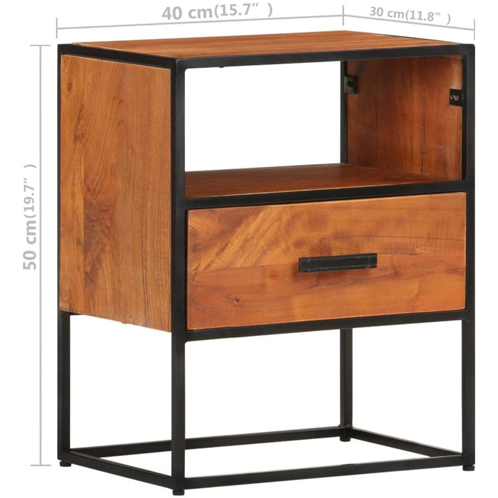 Comodino 40x30x50 Cm In Legno Massello Di Acacia - Foto 9