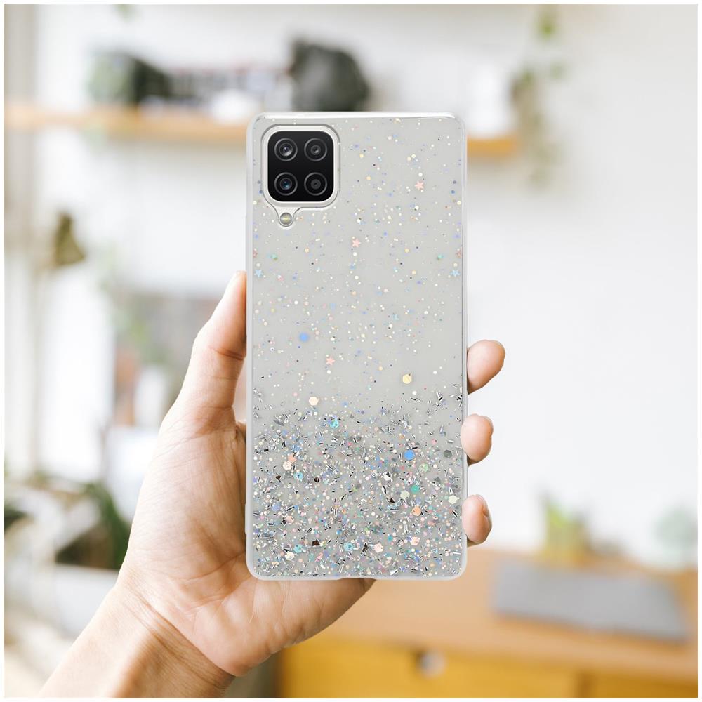Custodia Compatibile Con Samsung Galaxy A12 / M12 In Trasparente Con Glitter - Coperchio Protettivo In Silicone Tpu Flessibile Con Glitter Scintillanti - Foto 7