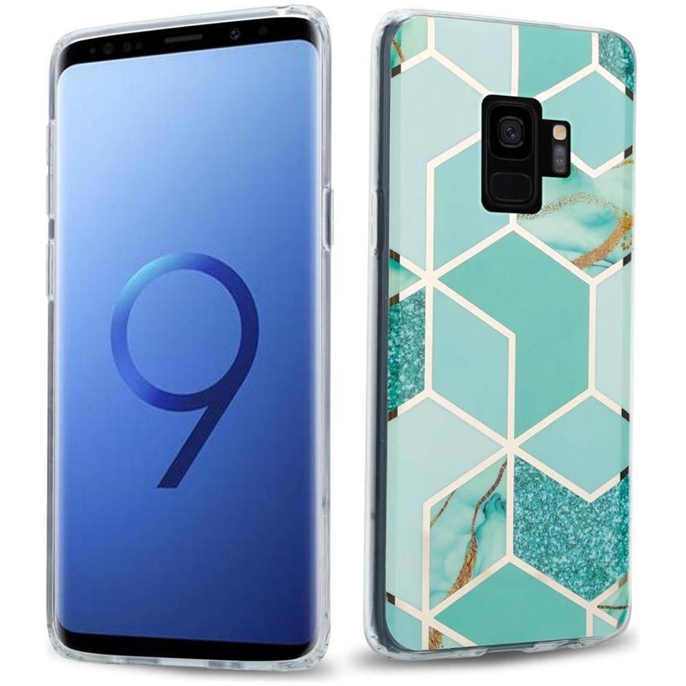 Custodia Compatibile Con Samsung Galaxy S9 In Marmo Verde Chiaro Verde Oro No. 3 - Coperchio Protettivo In Silicone Tpu Con Motivo A Mosaico - Foto 1