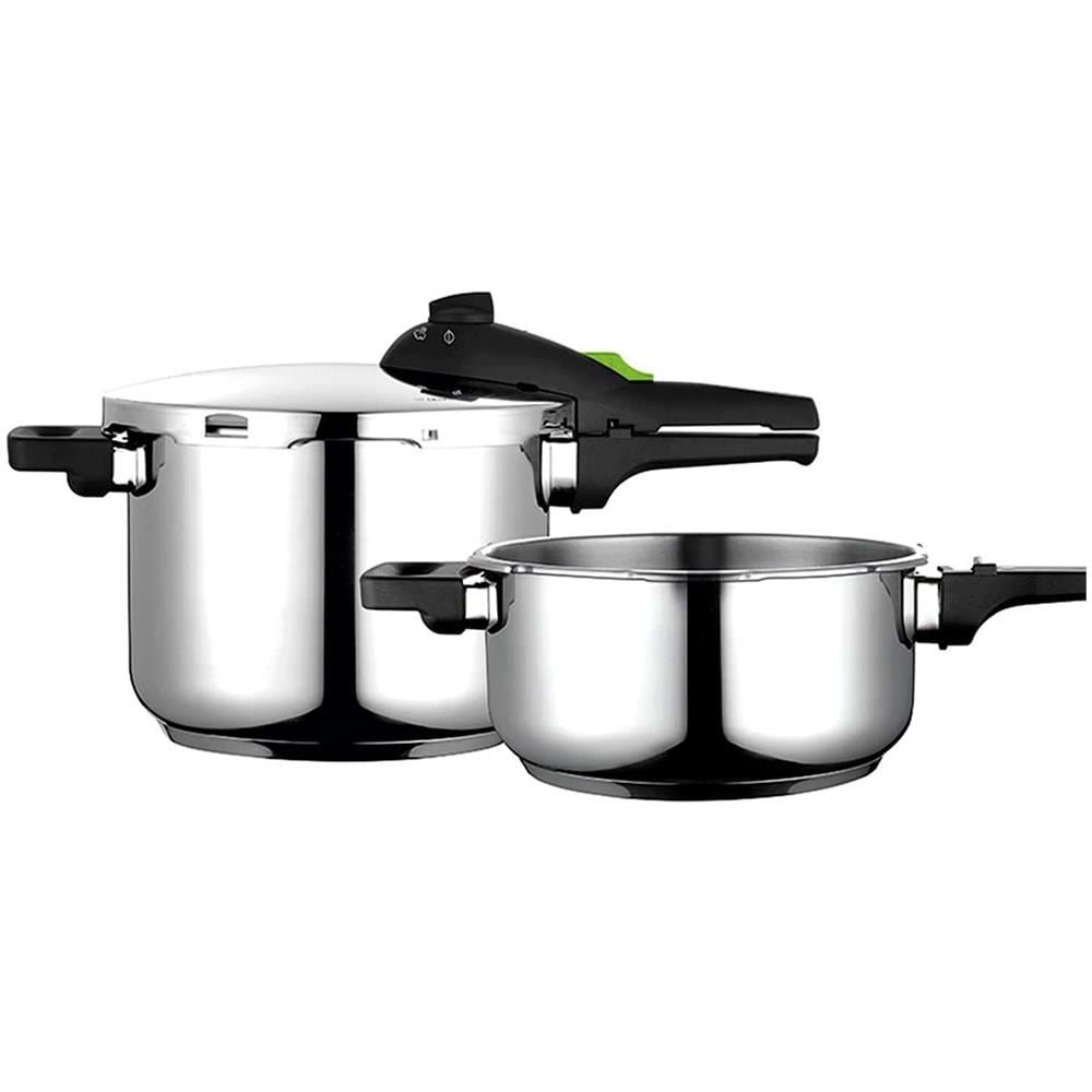 Rapid Xpress 6/4 Pentola A Pressione 6 + 4 L Induzione, Acciaio Inox 18/10, 2 Livelli Di Pression Argento - Foto 1