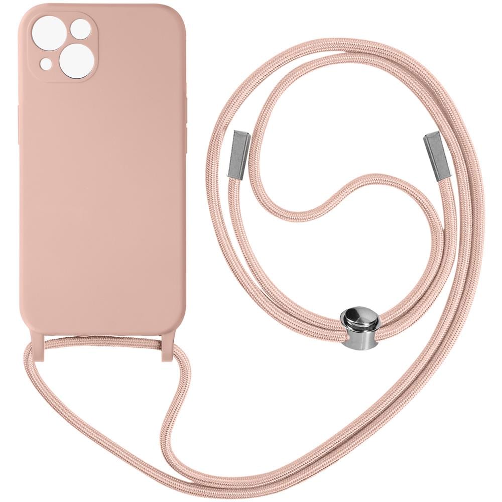 Cover Semirigida Per Iphone 13 Cordino Nylon 80 Cm Rosa Chiaro - Foto 1