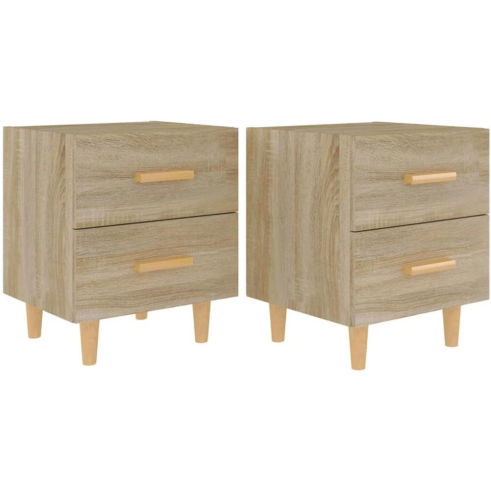 Comodini 2 Pezzi VidaXL Rovere Fumo 40x42x60 Cm - In Legno Multistrato E Ferro, Con Piedini Regolabili