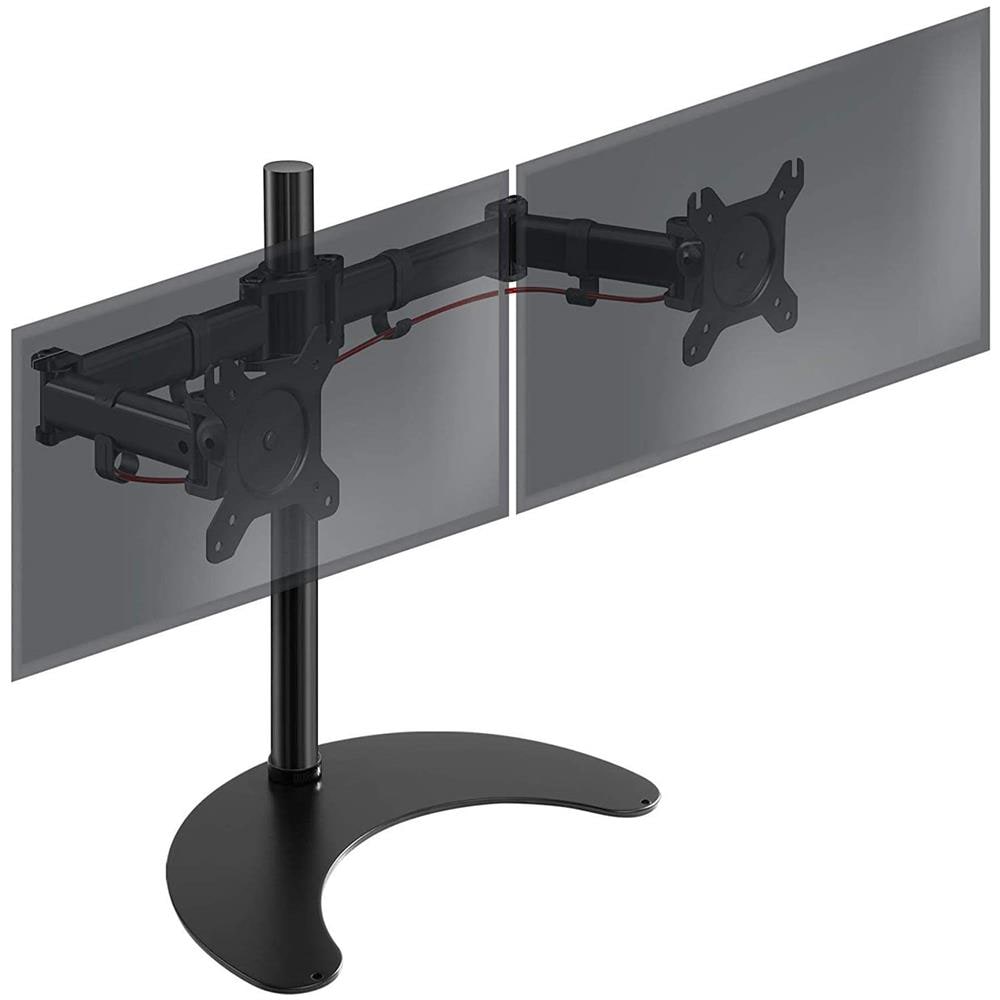 Dm25d2 Supporto Da Scrivania Per 2 Monitor 13” - 27” Staffa Supporto Monitor / Schermo Da Tavolo Vesa Max 100 X 100mm Struttura In Acciaio Base In Metallo Battuto Portata 8kg Per Braccio - Foto 1